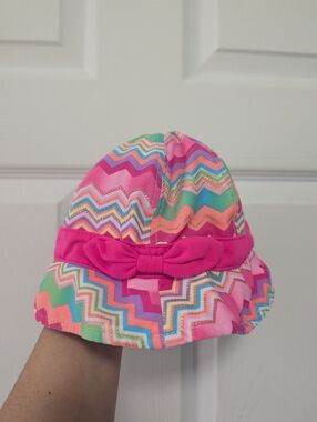 Neon Multi-Color Striped Swim hat.